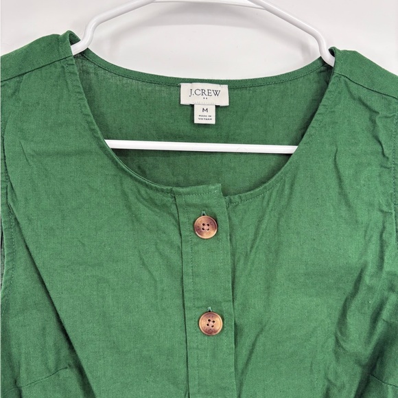 J. Crew Factory Linen Blend Button Front Shell Tank Green - Picture 3 of 9